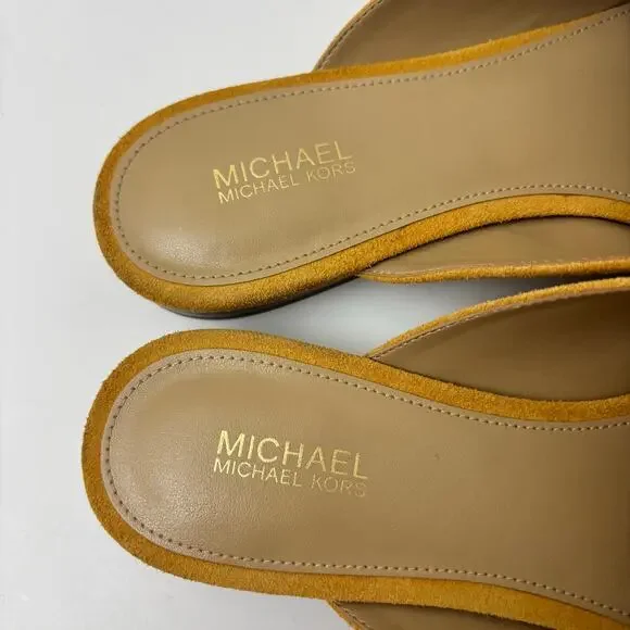 Michael Kors Tiffanie Yellow & Gold Suede Flats Casual Mules women’s size 7 - Picture 3 of 6